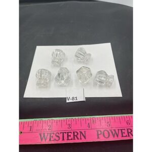 6 Vintage Clear Glass Drawer/Cabinet Knobs/Pulls 6-Sided Fluted & Faceted(v81)